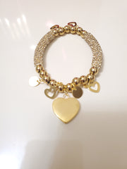 Bracelets Stainless steel round beads and spacers with gold heart